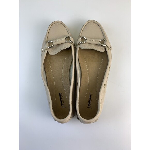 J Crew Soft Leather Loafer Taupe Bridle Bit Moccasin Toe Slip On Flat Womens 9 - Picture 6 of 12